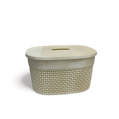 Cesto Chico con Tapa Ovalada Blanco