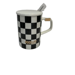 Taza de Ceramica con Tapa y Cuchara Cuadro