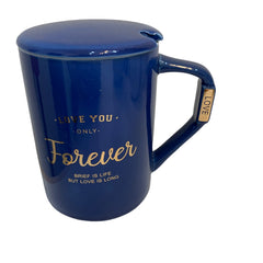 Taza de Ceramica con Tapa y Cuchara