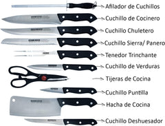 Juego De 11 Cuchillos Con Tabla Para Picar