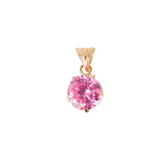 Dije Zirconia Rosa Forma Circular Oro De 10k 1.3 Gramos