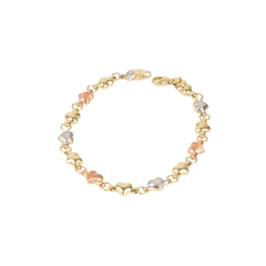 Pulsera Mujer Corazones En Oro Florentino De 10k 4.2 Gramos