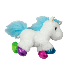 Peluche De Unicornio Pelo Azul Y Patas De Colores 25cm